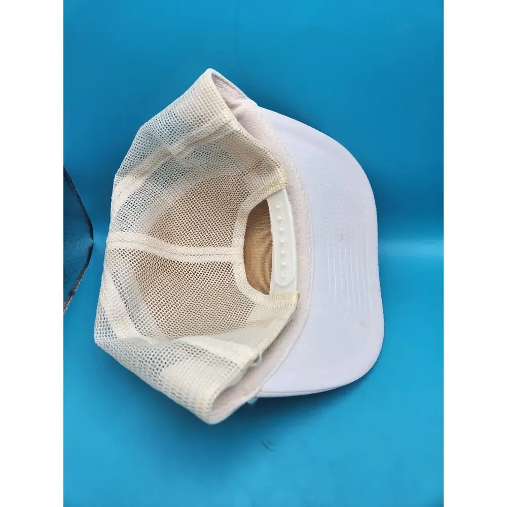 Vintage Nissin United States Navy White Mesh Back Snapback Trucker Cap Hat Cord